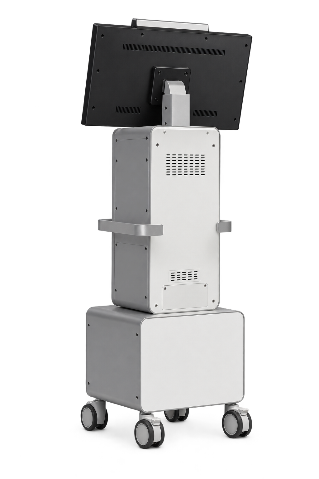The same ICU ventilator, illustrative rear view